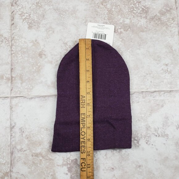 Adult Basic Beanie Cap Cuffed Eggplant Hat OS Solid Color Tight Knit Toboggan - Picture 6 of 7